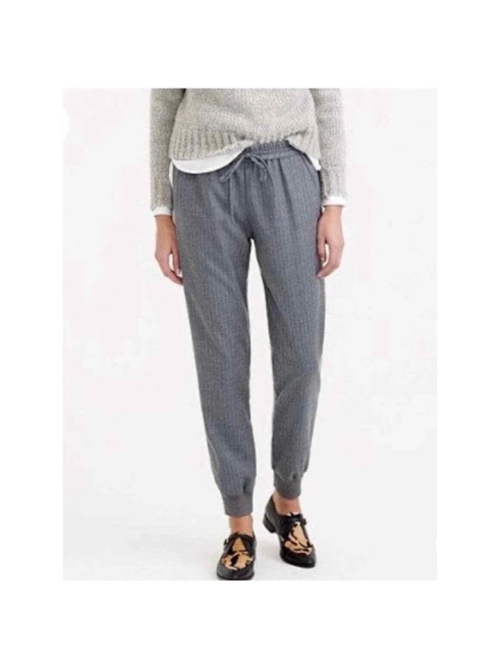 J crew Wool Blend Jogger Pants Sz 2/XS Gray Drawstring Elastic Waistband